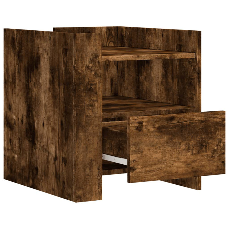 Anagrace 45 cm W Bedside Table, Smoked Oak