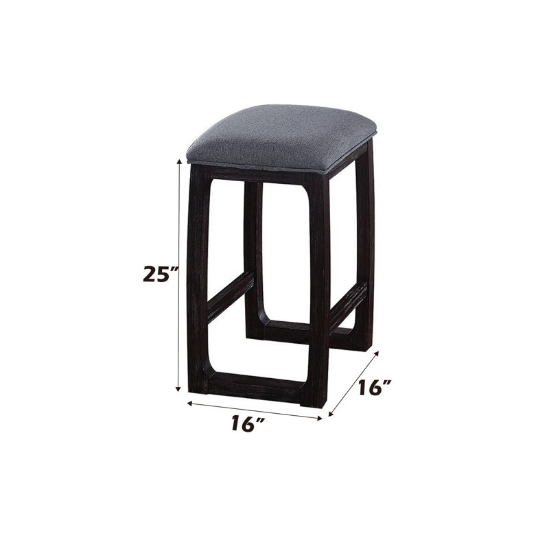 Tabouret à hauteur de comptoir en tissu et espresso vieilli
