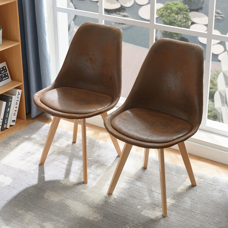 Shirlee 45.5cm H Upholstered Side Chair, Brown, Wood