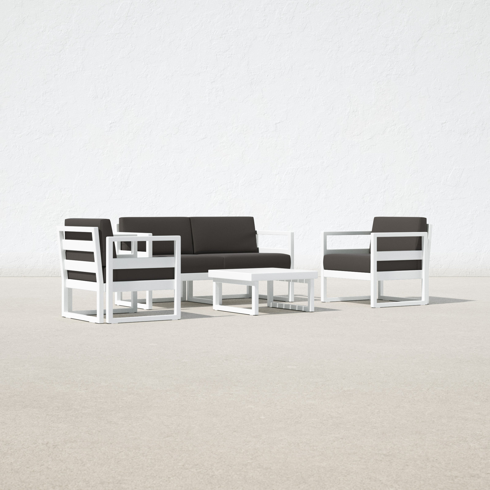 Lane 4 - Person Patio Conversation Set with Cushions, Charcoal, White