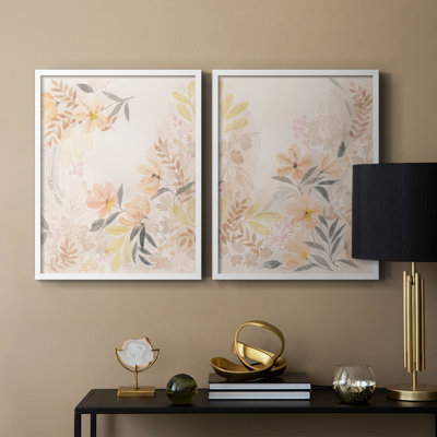 «Windswept Wildflowers I», reproduction encadrée de qualité supérieure - prête à être accrochée - aucun clou requis - aucun clou requis