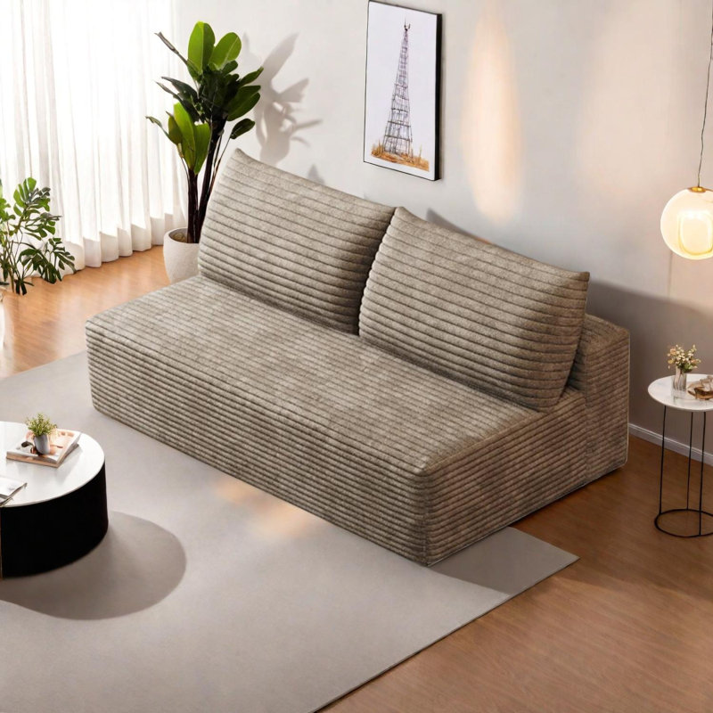 Canapé modulaire moderne avec sièges profonds, canapé rembourré, sans assemblage, Brun