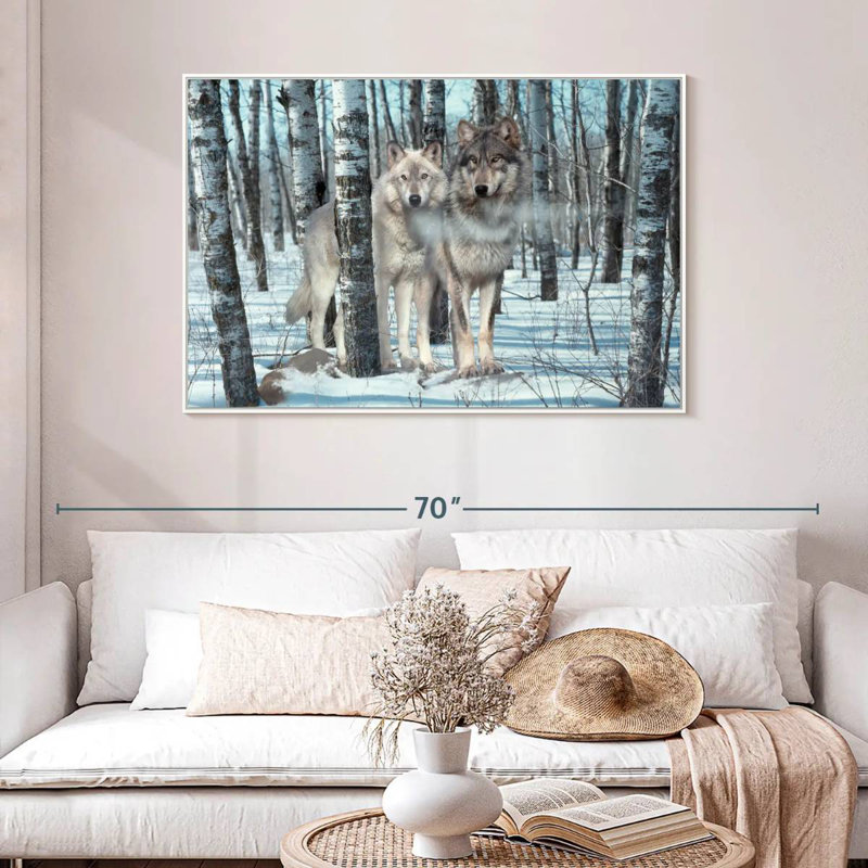 Ombres de neige, 46 po x 31 po, Cadre flottant blanc
