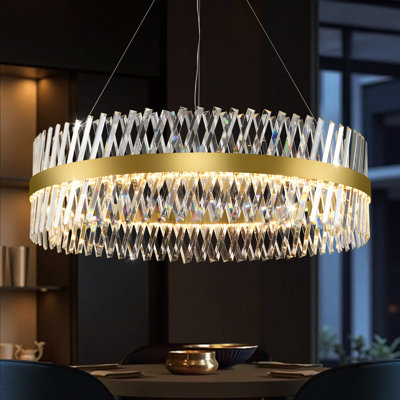 Lustre rond en cristal de luxe moderne 23,6 "/ 31,5" / 39,5 "Stith