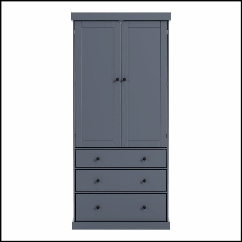 Farmhouse Kitchen Pantry, Freestanding Tall Cupboard with 3 Adjustable Shelves for Maximum Storage, Gray