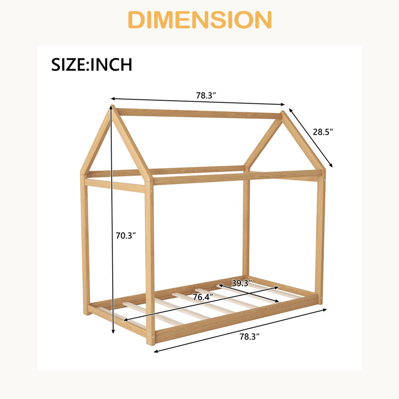 Lit simple en bois