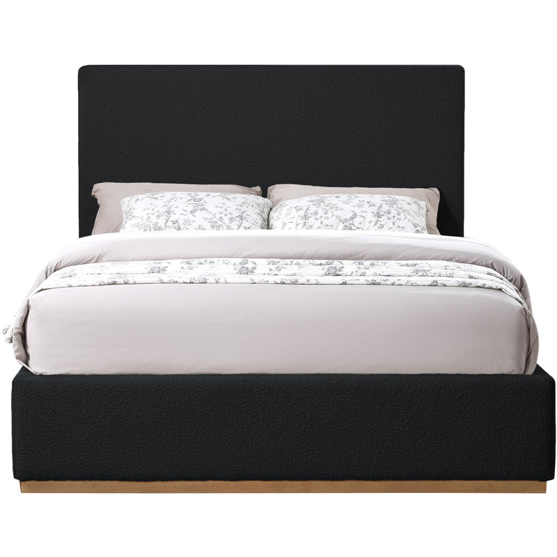 Lit en tissu Monaco Piero Boucle, Tissu bouclé noir, Full