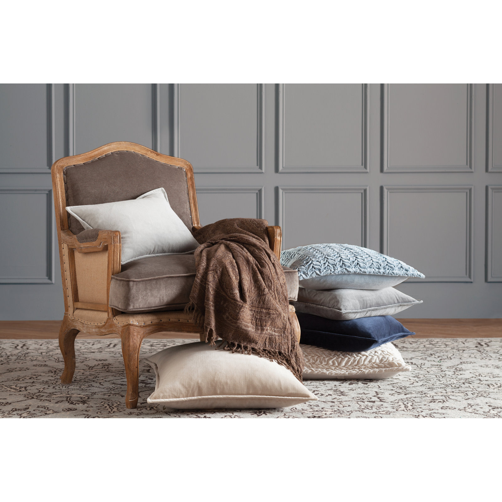 Edgar 22" x 22" Pillow Cover, Blue, Polyester/Polyfill, 20"H x 20"W