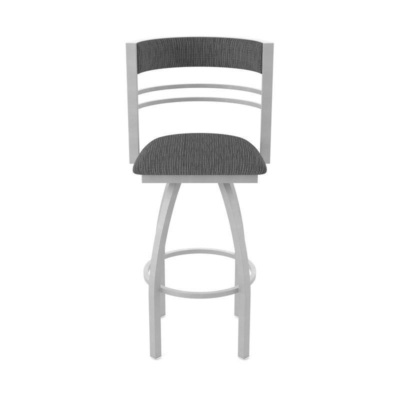 Hunter Swivel Stool, Tabouret de bar (siège d'une hauteur de 30 po), Nickel anodisé, Tissu graphique charbon