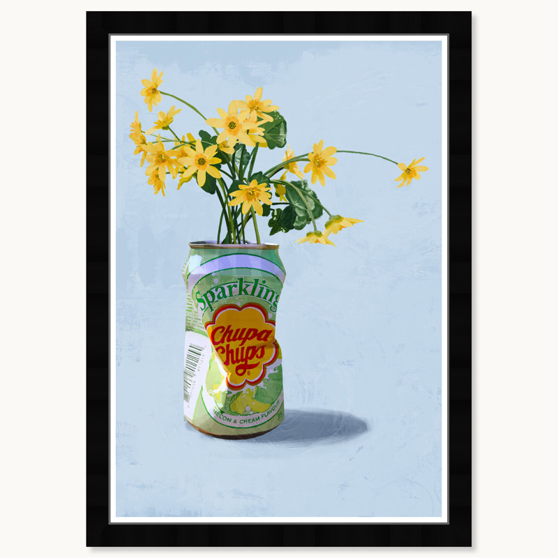 Vase floral scintillant, Cadre noir