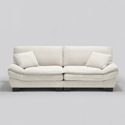 86" Wide Corduroy Sofa, Double Layer Comfy Loveseat Couch