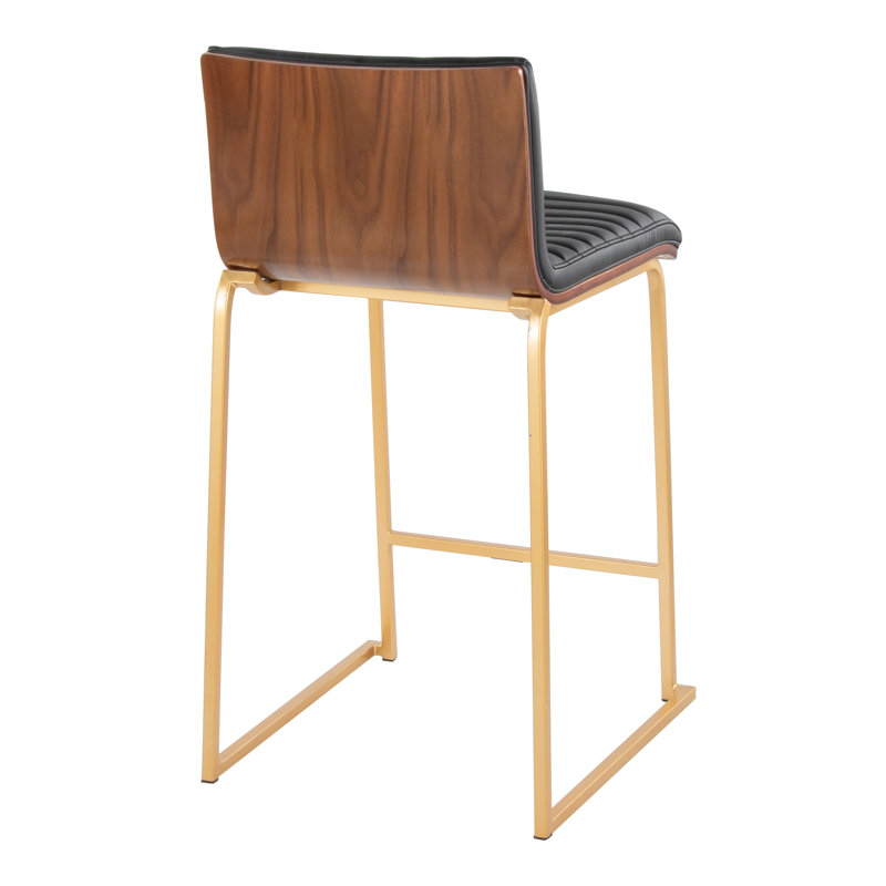 Tabouret de comptoir contemporain, Siège noir / cadre doré