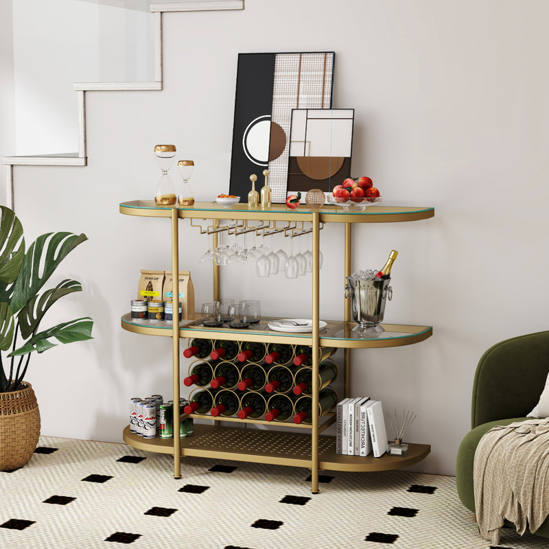 Mini bar 43,3 "en métal avec rangement à 4 niveaux pour la cuisine et le salon