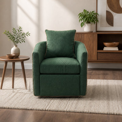 Fauteuil pivotant rembourré Fauteuil club Fauteuil club pour salon, coin lecture et petits espaces, vert