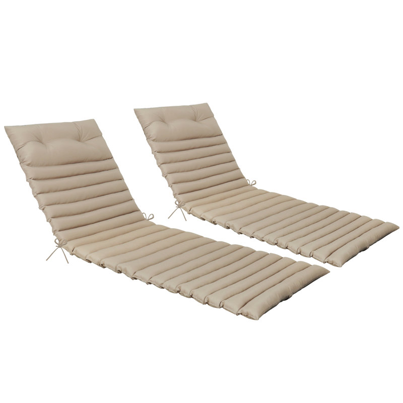 2PCS Outdoor Lounge Chair Cushion Replacement Patio Funiture Seat Cushion Chaise Lounge Cushion, Khaki