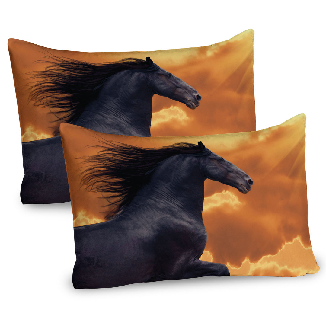 Kissenbezug Packung mit 2, Galloping Friese, Schwarz Orange