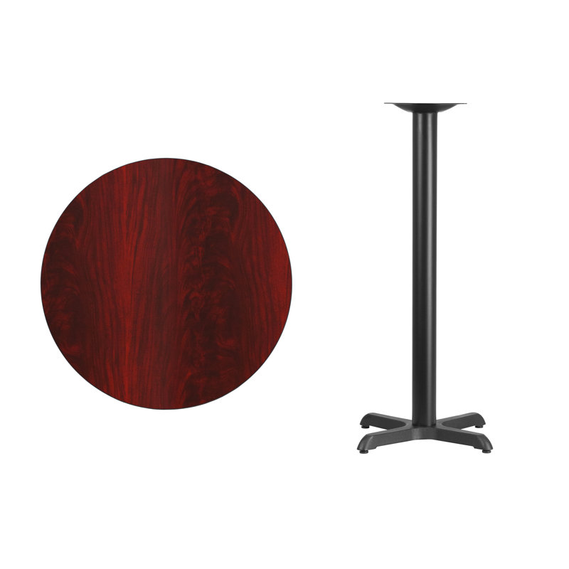Plateau de table rond en stratifié Carrus, H 43,13 po x l 30 po x P 30 po, Acajou