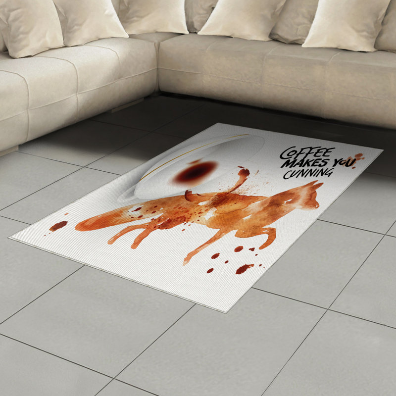 Coffee Art High Density Long Fiber Poly Threads Decorative Area Rug Carpet, Rectangle 4' x 5'8"