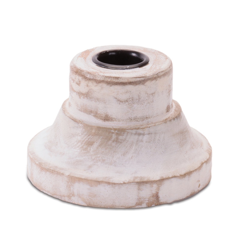 White Washed Wood Taper Candle Holder