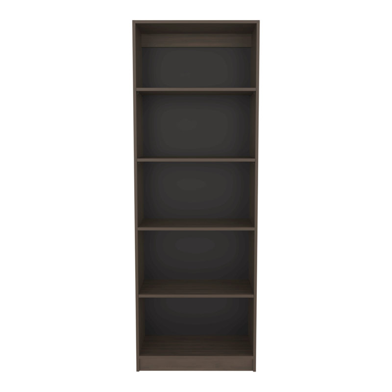 Bibliothèque à 4 niveaux avec rangement moderne pour livres et décor, Brun / Noir