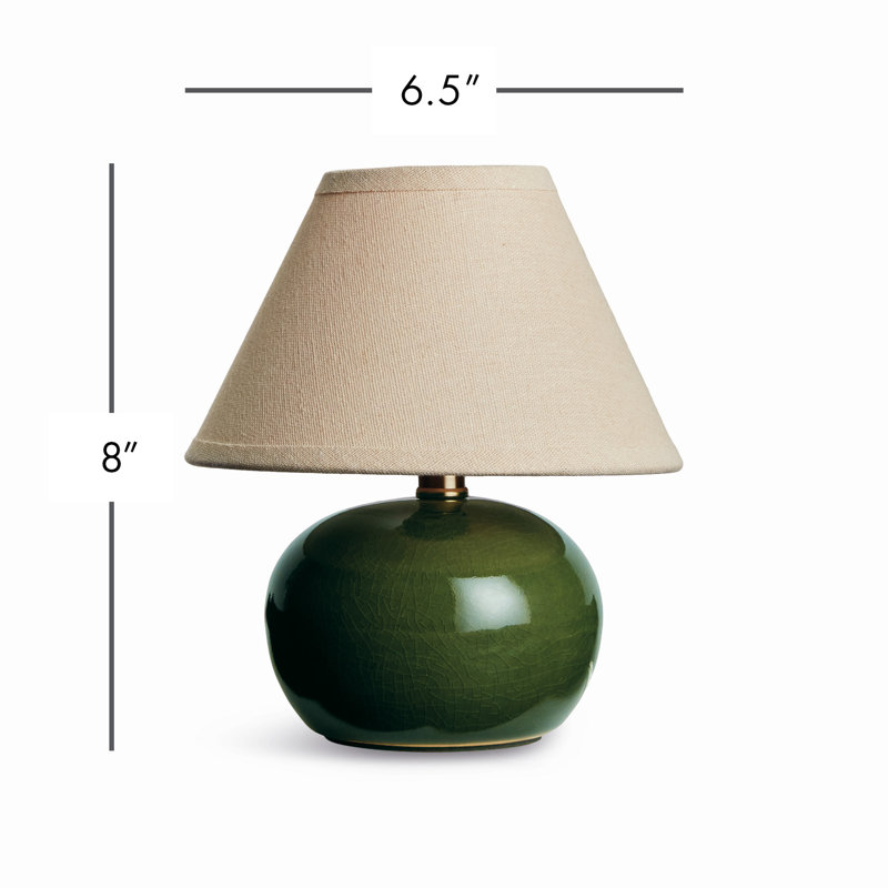 Mini lampe de table en céramique Oscar, H 8 po x l 6,5 po x P 6,5 po, Vert
