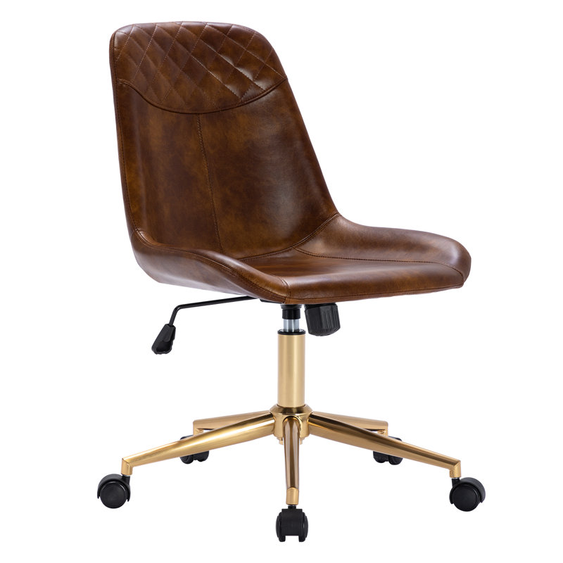 Chaise de bureau Keavey, Brun, Doré