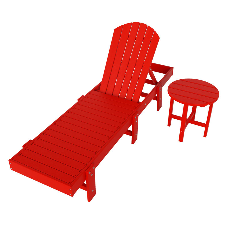 Altura Outdoor Chaise Lounge with Table, Red