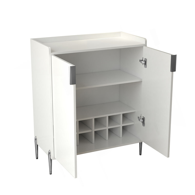 Armoire à vin moderne à 2 portes avec tablette réglable, charnières à fermeture en douceur et support à vin intégré