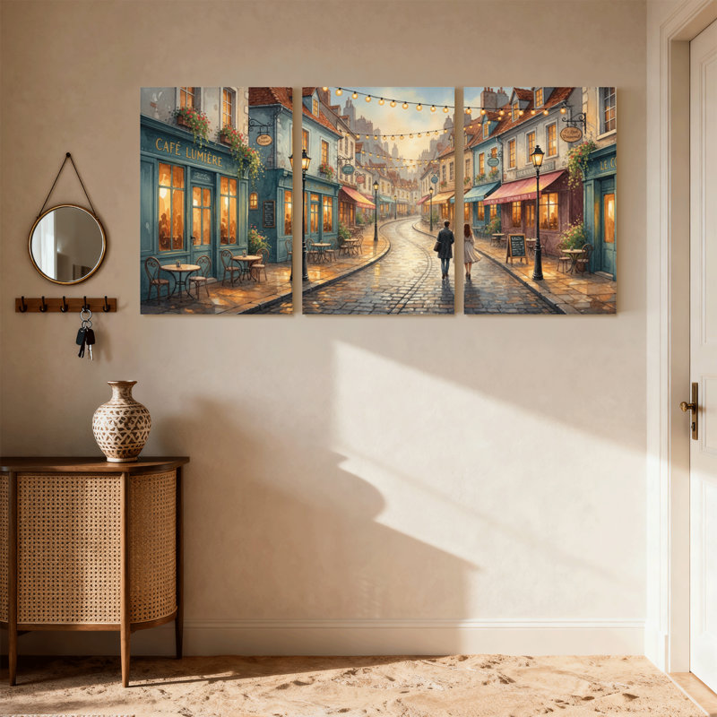 Ensemble de 3 impressions sur toile, "Scène de paysage urbain", H 18 po x l 36 po