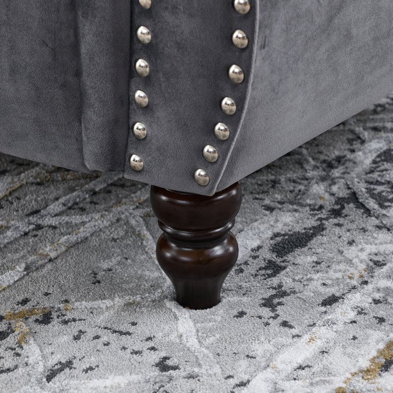 Canapé Chesterfield 58,8 po Modern, H 30 po x l 58,8 po x P 29 po, Gris