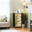 Commode 4 tiroirs pour chambre à coucher, commode étroite, plateau en bois et structure de bureau en fer 18 po x 37,5 po (lxH) - avec des tiges de bambou vertes et deux oiseaux perchés