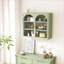 Armoire murale moderne en fer et verre trempé vert moderne avec rangement à 3 niveaux Motif tissé | Peu encombrant-1598810962