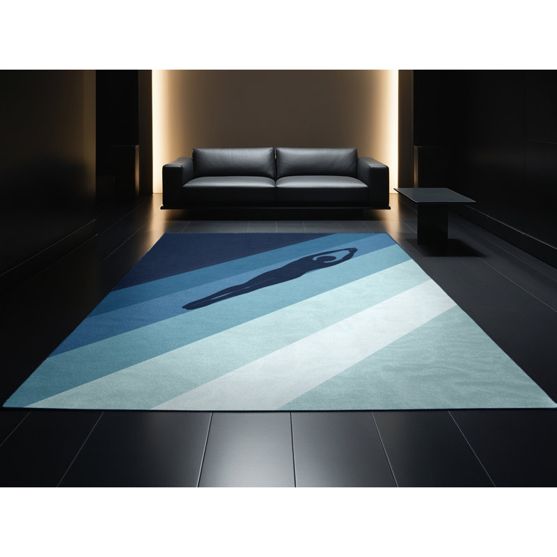 Tapis gris moelleux moelleux et doux noué à la nageoire - bleu marine, 8 x 12
