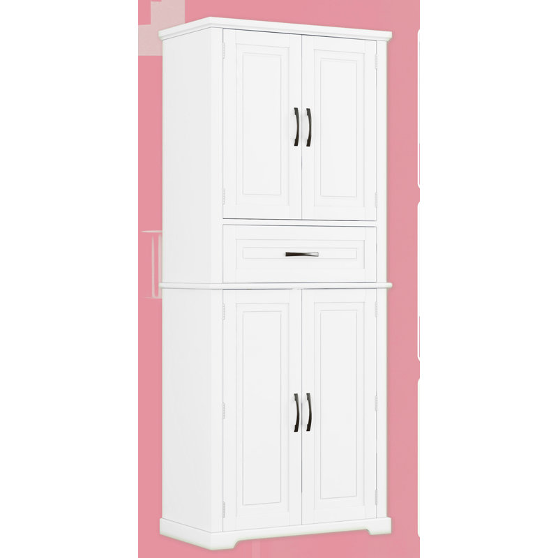 Kitchen Pantry Storage Cabinet With Multi-Functional Storage Space,The Middle Big Drawer  With Slide Rails, Adjustable Shelf