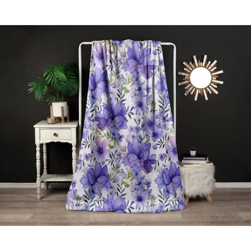 Jeté , L 50 po x L 60 po, Floral, Mauve / Vert