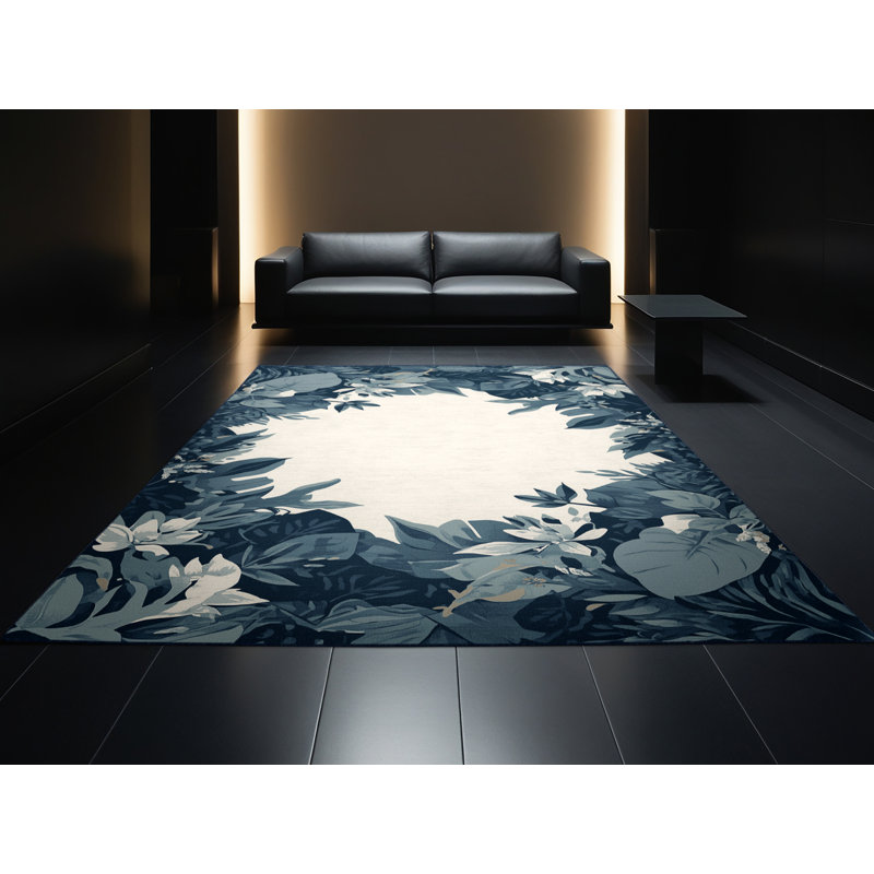 Tapis beige tropical lavable à la machine Panameno, 6 x 9
