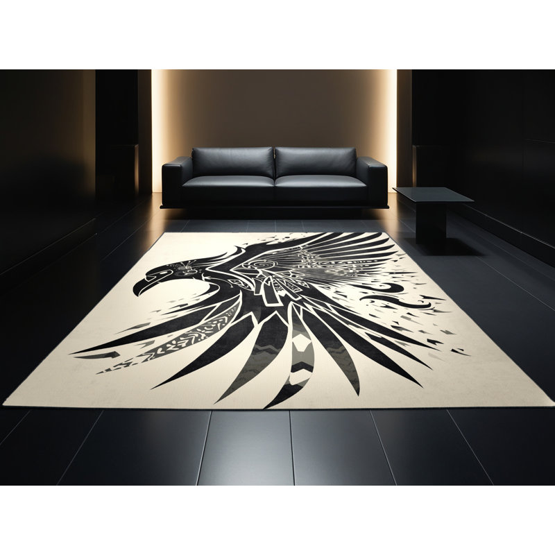 Tapis beige moelleux doux et moelleux à motif abstrait éclectique Raving Trickster, 2 x 5