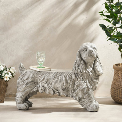 Ornement de jardin pour chien - Matériau en oxyde de magnésium Adorable décoration d'extérieur L, H 24,31, P 31,56
