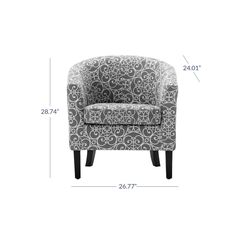 Fauteuil demi-tonneau de 26,77 po Munson, Gris / lin blanc