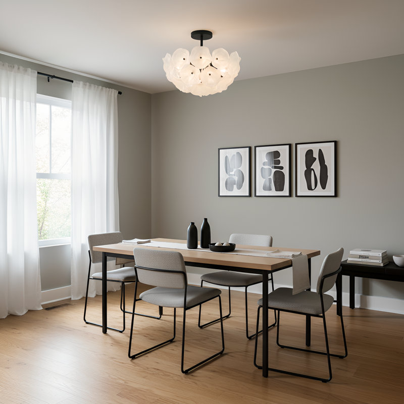 Plafonnier semi-encastré noir mat 4 lumières Audrey