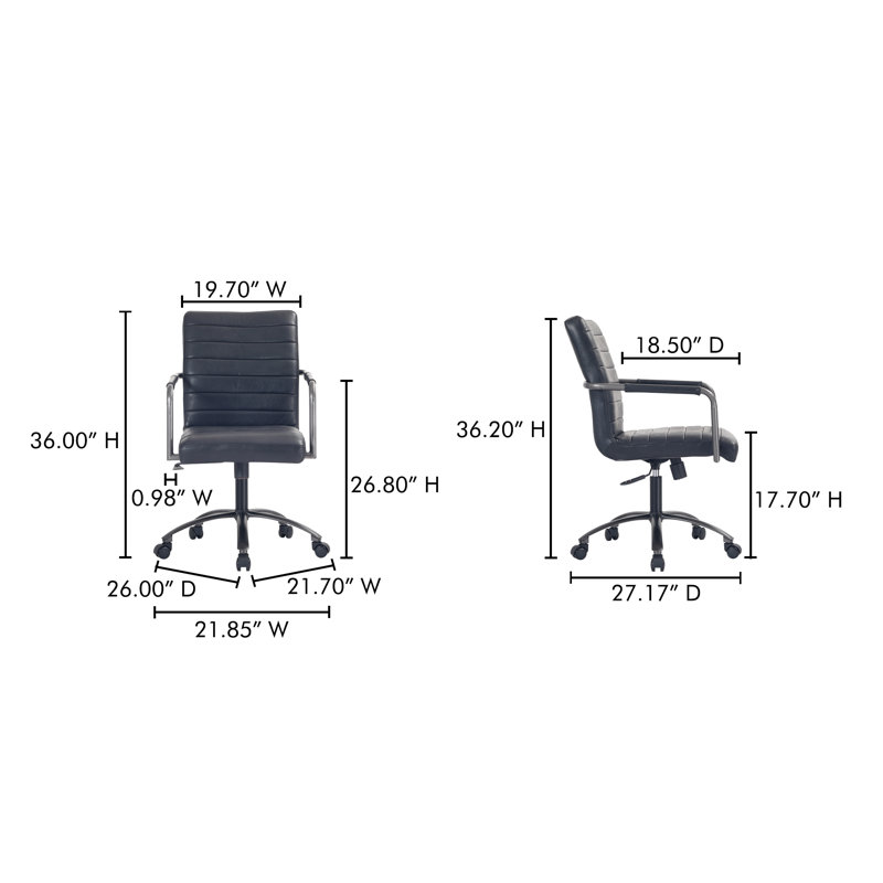 Roy Leather Swivel Office Chair, Dark Blue
