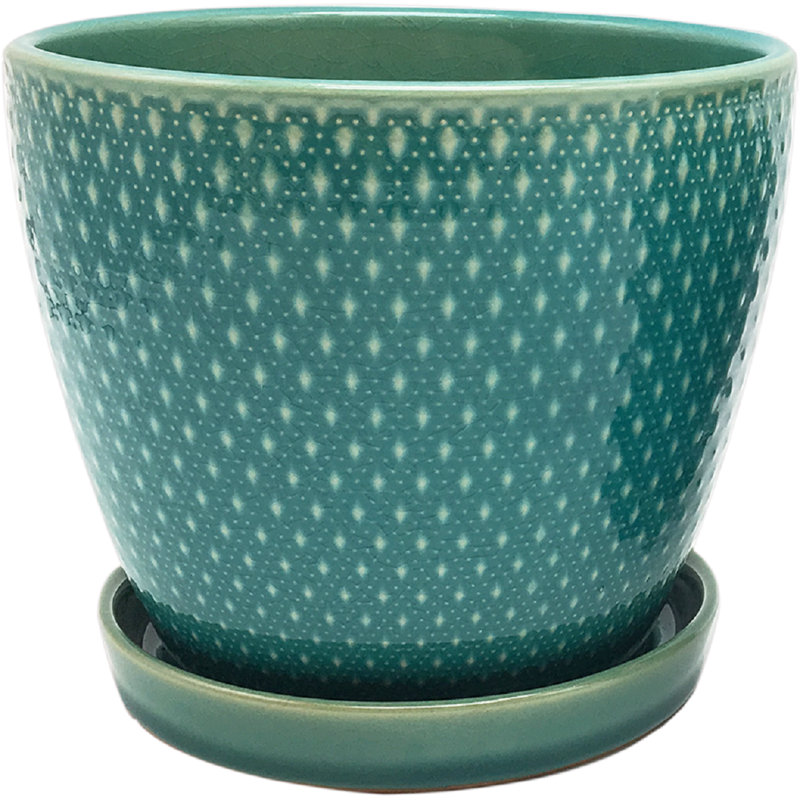 Ensemble de pots à fleurs 100% céramique 2 pièces Latif, Vert