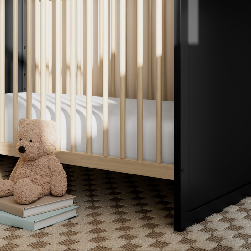 Lit de bébé convertible 3-en-1 Calabasas, Noir / bois flottant