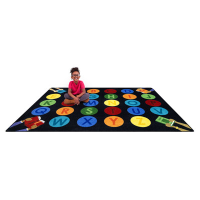 Reading ABC's 5'4" x 7'8" Area Rug in Color Black
