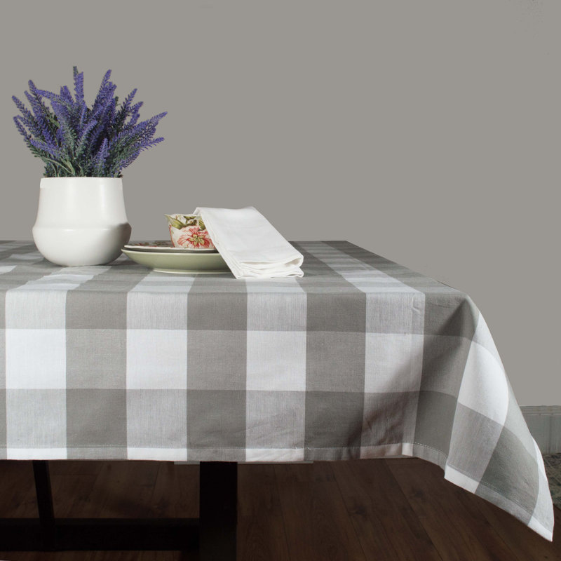 Nappe en coton à carreaux 100% Gracehill, 60 po x 84 po, Gris