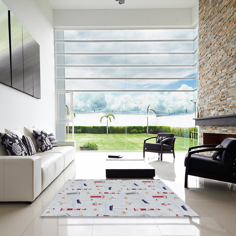 Tapis bleu/gris/rouge à tisser électrique, Carré 4 pi
