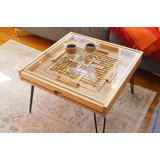 Sharnetta Rustic Word Game Table with Removable Glass Top