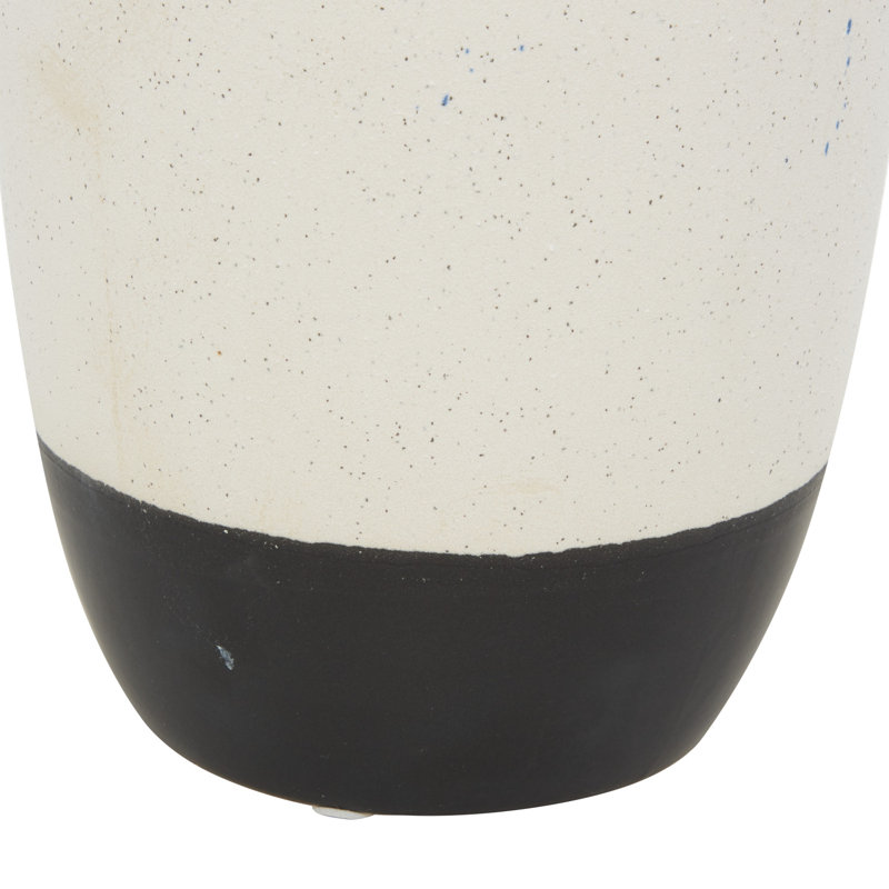 White Ceramic Bud Vase with Abstract Design, 13"