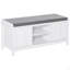Le repose-pieds de rangement pour hall d'entrée avec portes coulissantes, tablettes réglables, 6 compartiments et siège rembourré peut contenir 10 paires-1756057774