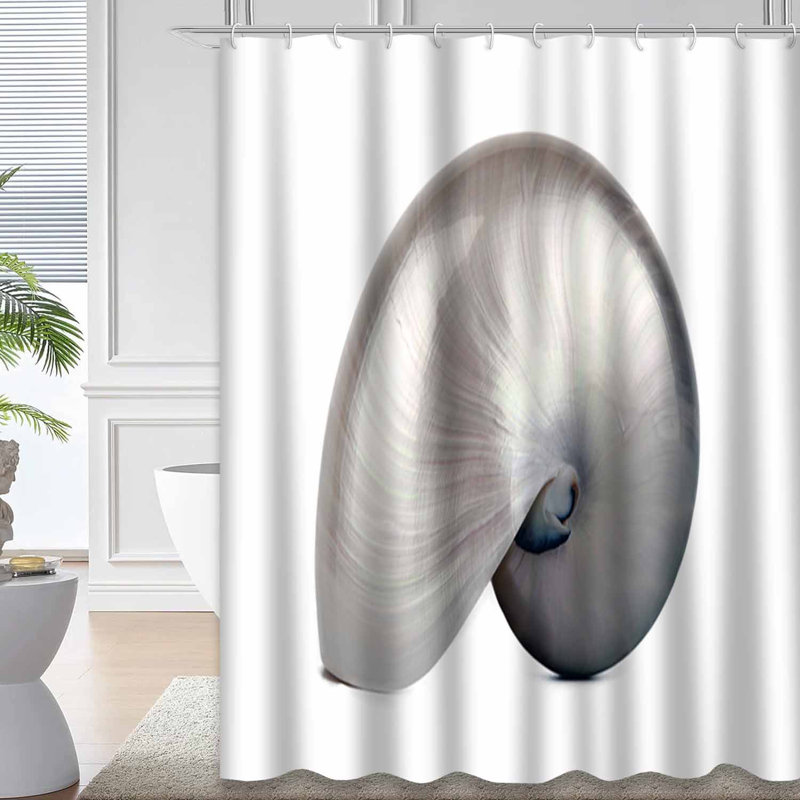Rideau de douche à 12 crochets Shell, L 72 po x l 78 po